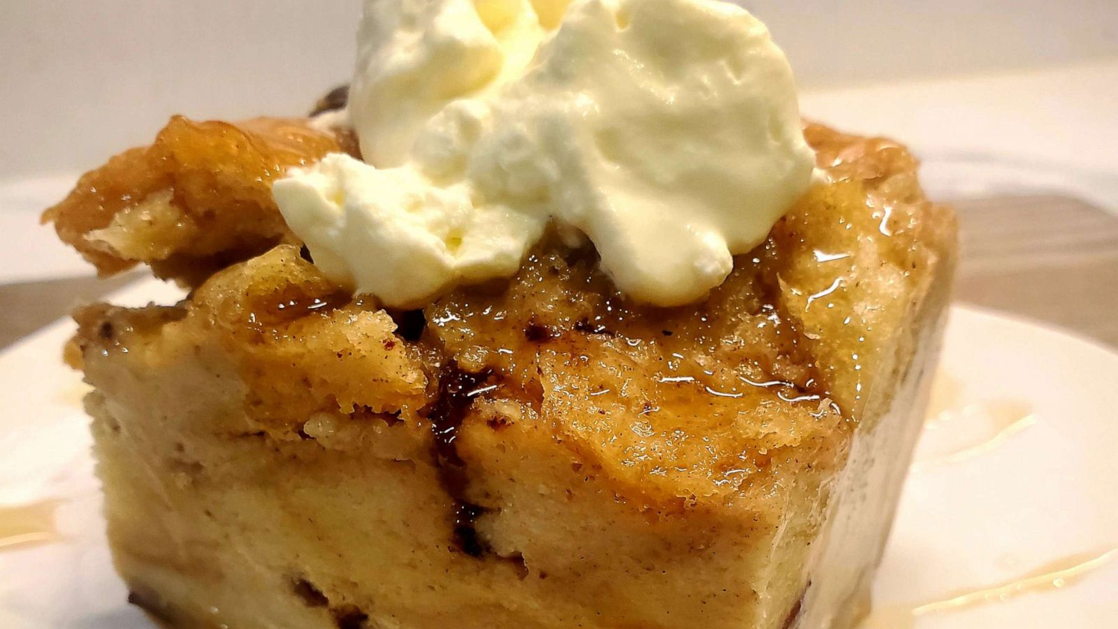 PHOTO: Jamika Pessoa's slow cooker bread pudding with whipped cream.