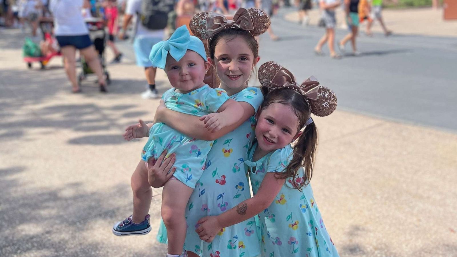 PHOTO: Mia (left), Sophia (middle) and Giuliana (right) Lammert pose on a recent trip to Disney World. All three sisters share the same birthday.