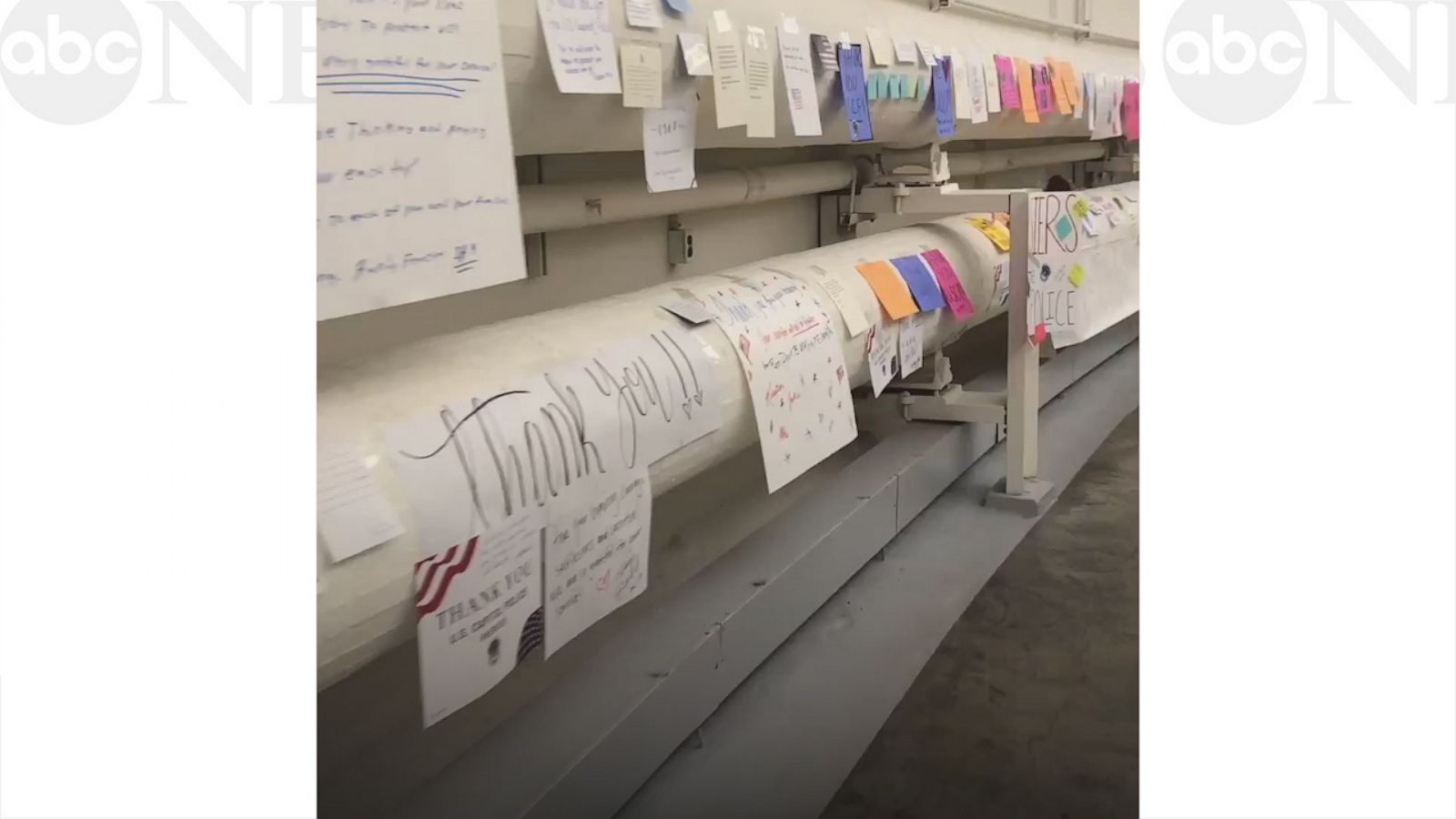 Hundreds of handwritten tributes for Capitol Police line wall inside the Capitol