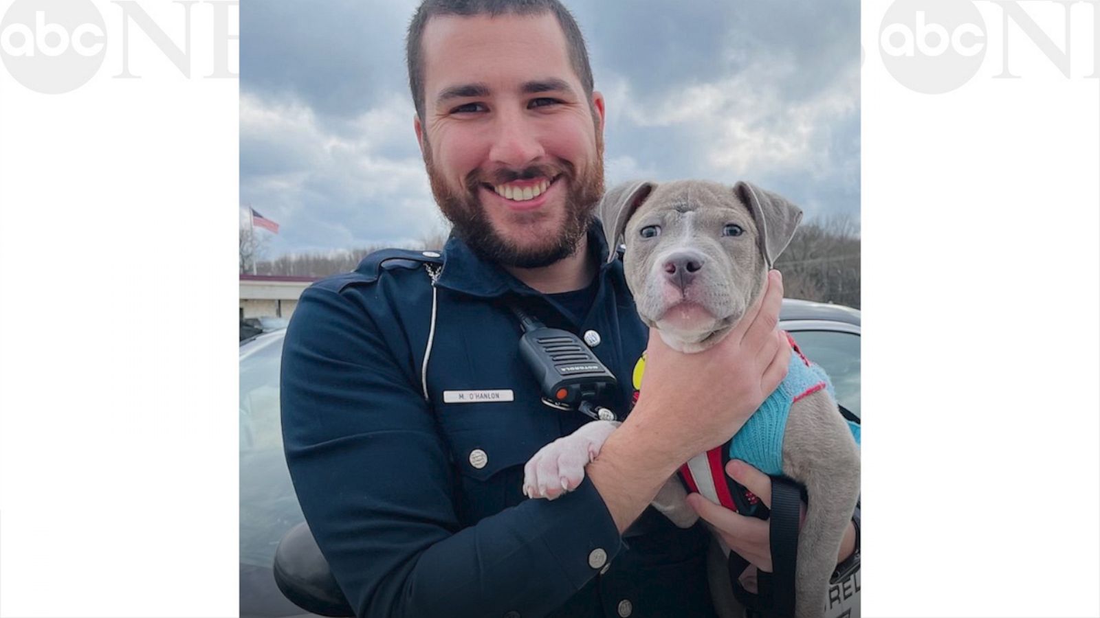 VIDEO: Police officer adopts an adorable pit bull puppy