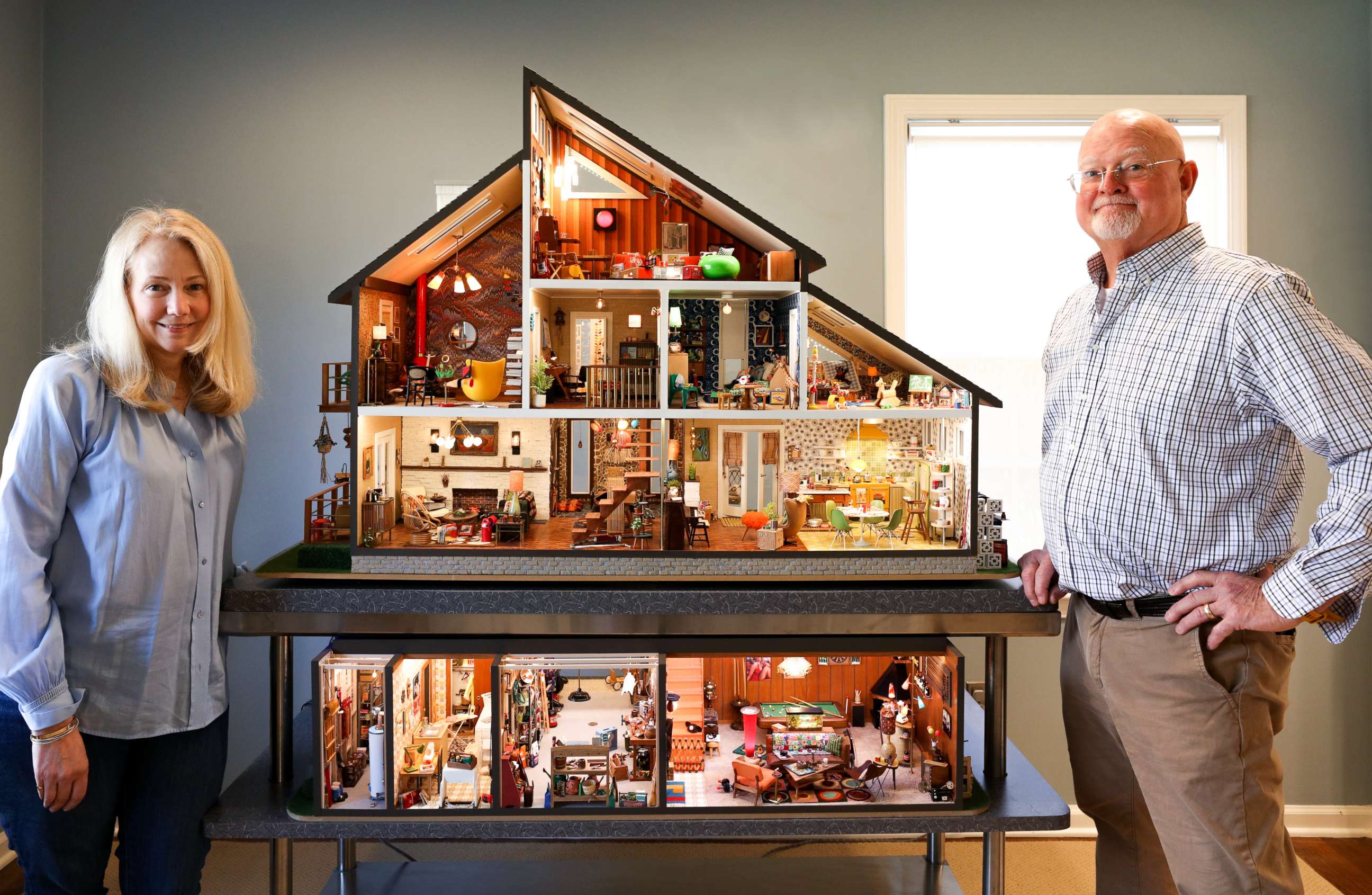 PHOTO: Annie Kampfe and Cliff Donnelly have gone viral for their expertly-crafted modern miniature home. 