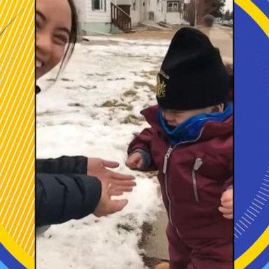 VIDEO: Child loves his 1st snowball fight