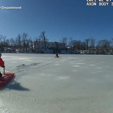 VIDEO: Dramatic rescues of people falling through ice caught on tape