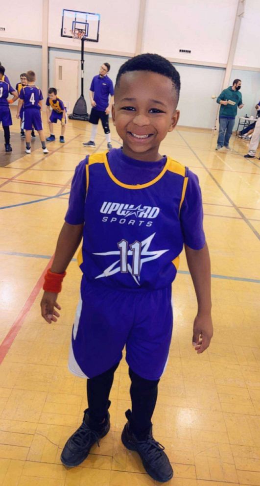 PHOTO: 8-year-old Jeremiah plays on a basketball team at his local church.