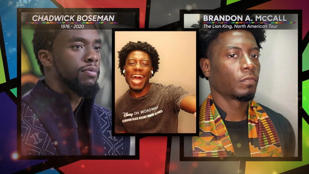 PHOTO: Brandon McCall alongside his Black hero of the past, Chadwick Boseman.