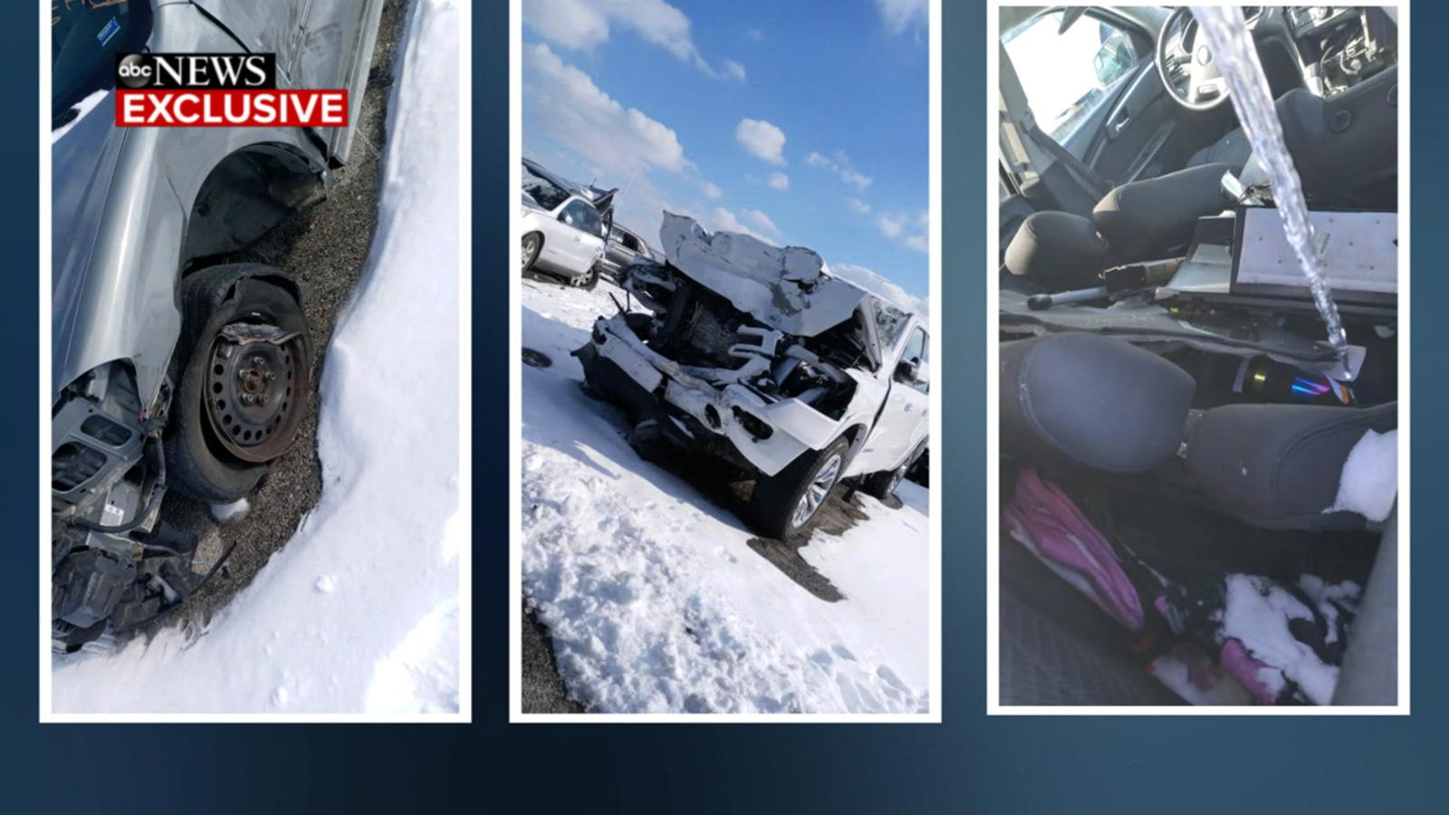 PHOTO: Cars damaged in a crash in Kansas City, Missouri involving former Kansas City Chiefs assistant coach Britt Reid.