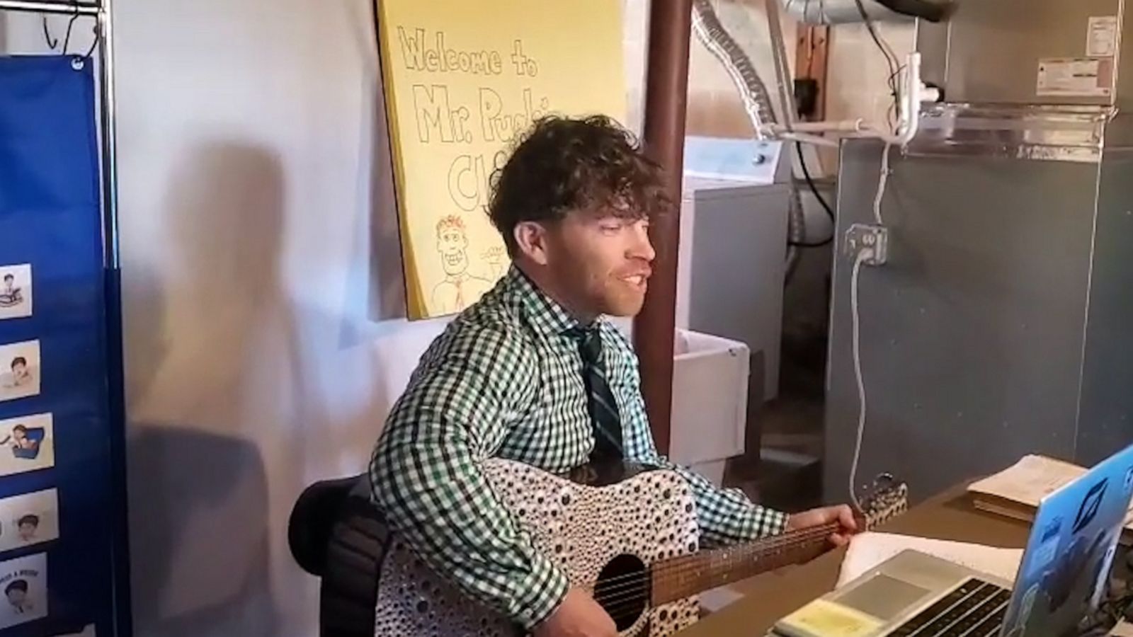 VIDEO: Third grade teacher sings his version of Mister Rogers ‘Good Feeling’ to classroom over Zoom