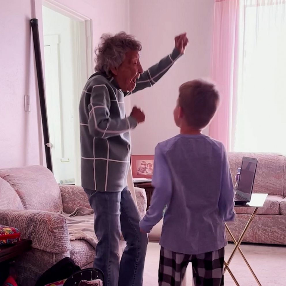 102-year-old great-grandma jumps right into first-grade virtual gym class