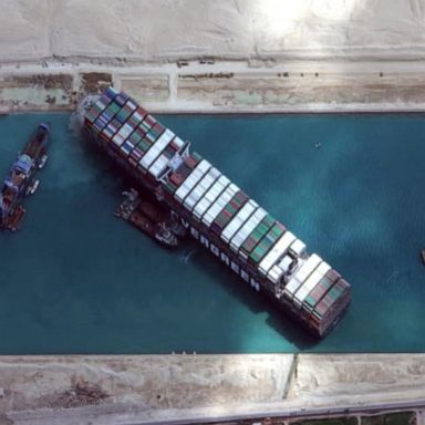 VIDEO: Massive cargo ship stuck in Suez Canal is partially refloated