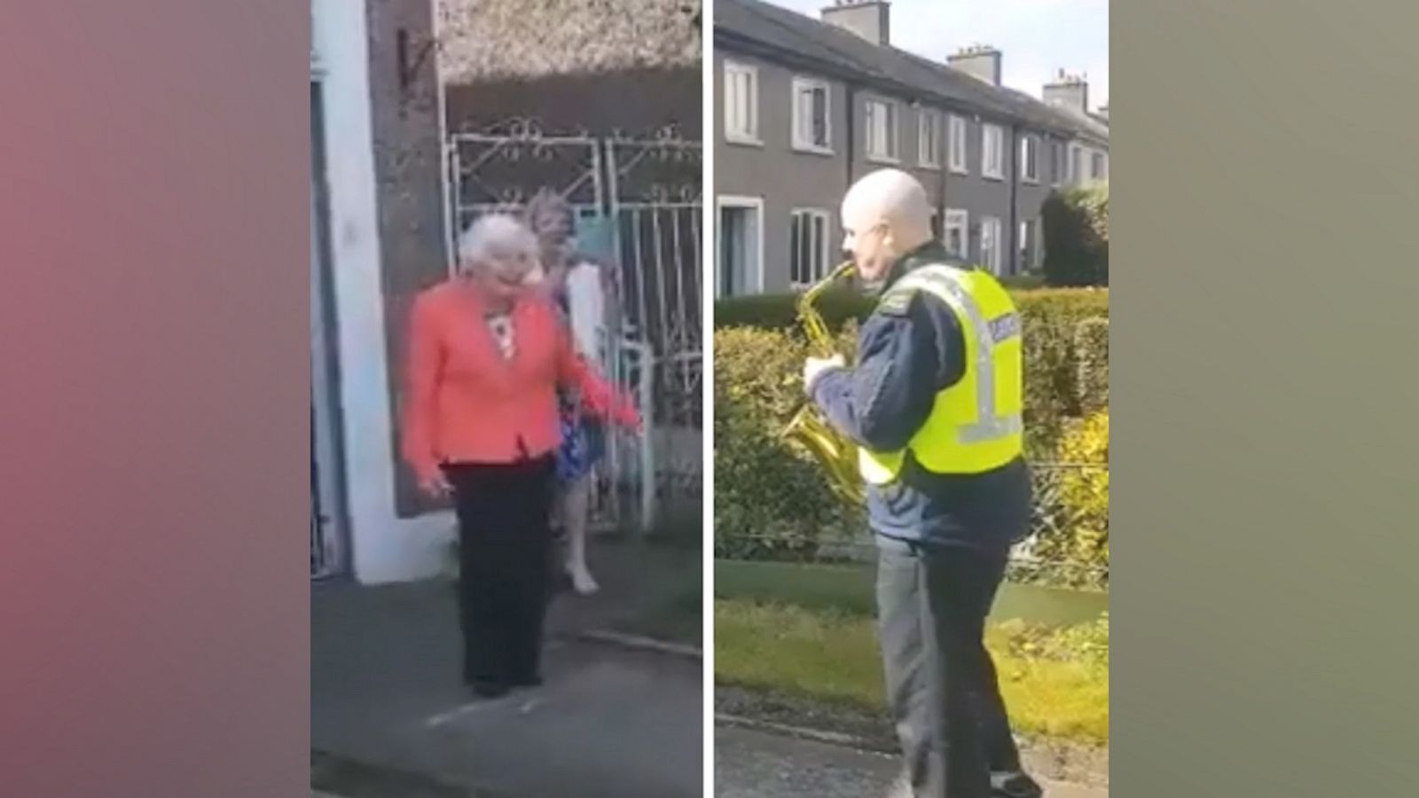 VIDEO: 100-year-old woman dances to police officer playing the saxophone for her birthday