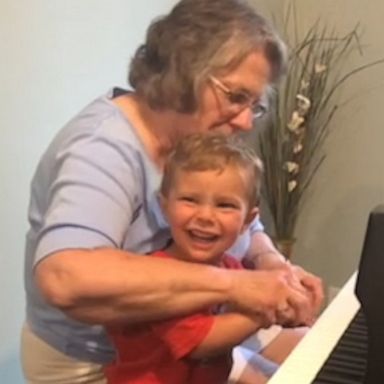 VIDEO: Toddler's cochlear implant helps him play music with his great grandmother 