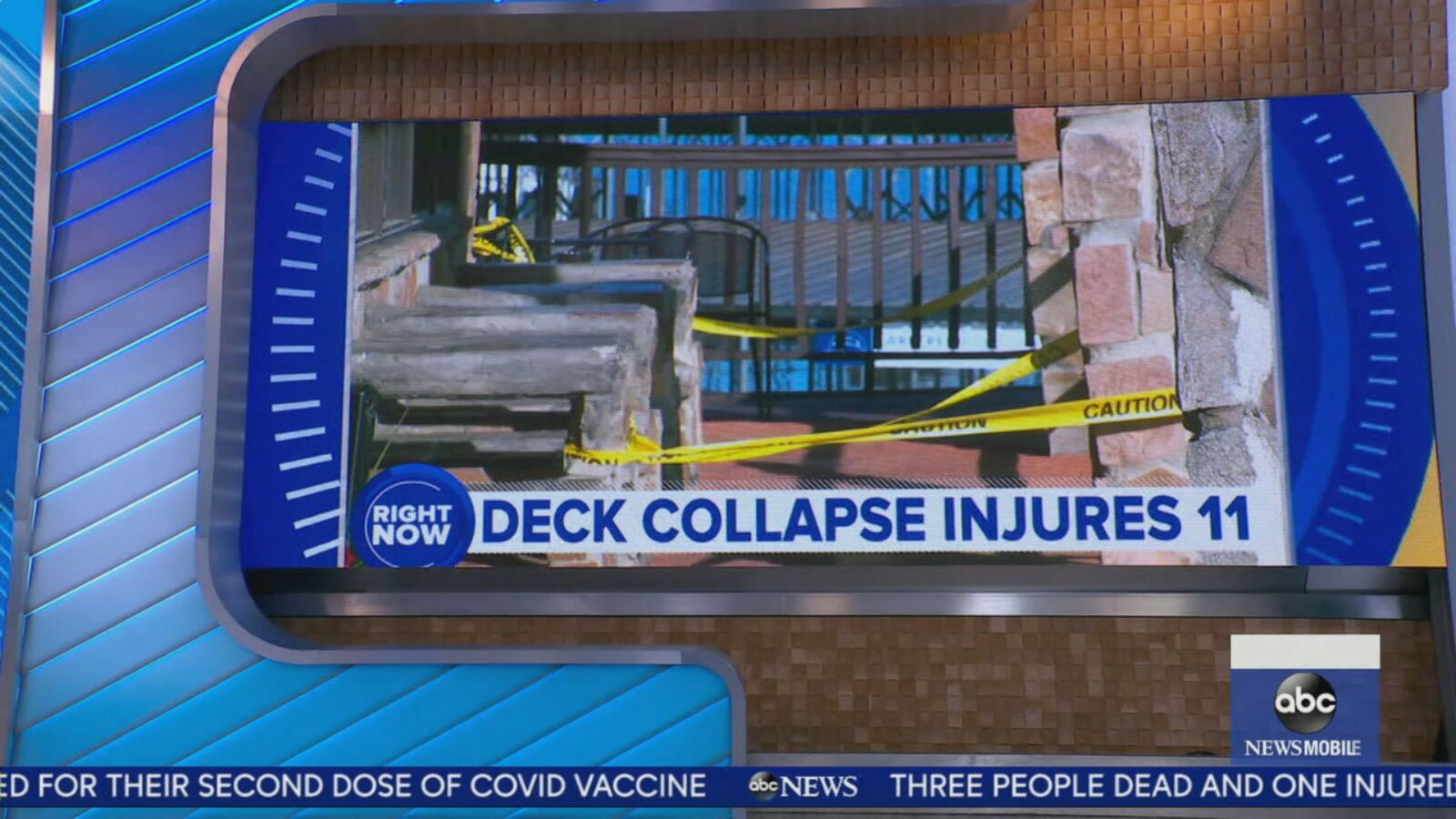 A deck of a Tennessee waterfront restaurant collapsed during a birthday party group photo, leaving 11 people injured, two critical, authorities said.