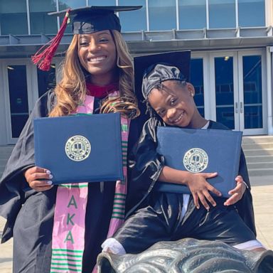 VIDEO: Mom and 5-year-old daughter share commencement stage after preschool graduation is canceled 