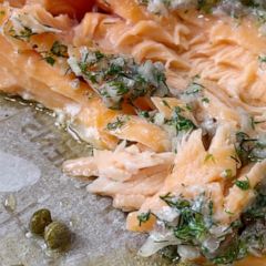 Make this melt in your mouth slow baked salmon with herb shallot butter at home