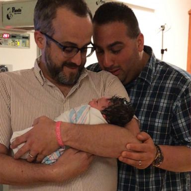 VIDEO: Dads share touching moment they met their daughter on the day of her birth