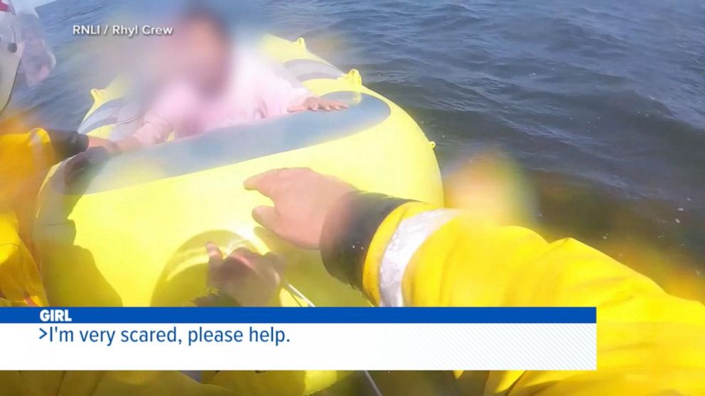 VIDEO: Girl rescued after being swept out to sea on pool float