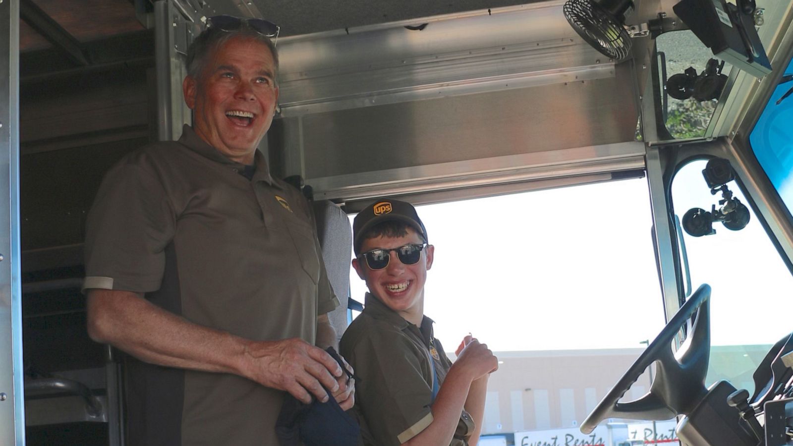 VIDEO: UPS driver retires by putting his biggest fan behind the wheel