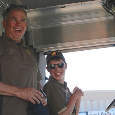 VIDEO: UPS driver retires by putting his biggest fan behind the wheel