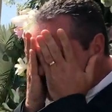 VIDEO: Dad is overcome with emotion seeing his daughter on her wedding day