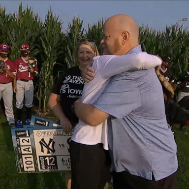 VIDEO: Father who survived COVID-19 surprised with tickets to ‘Field of Dreams’ game