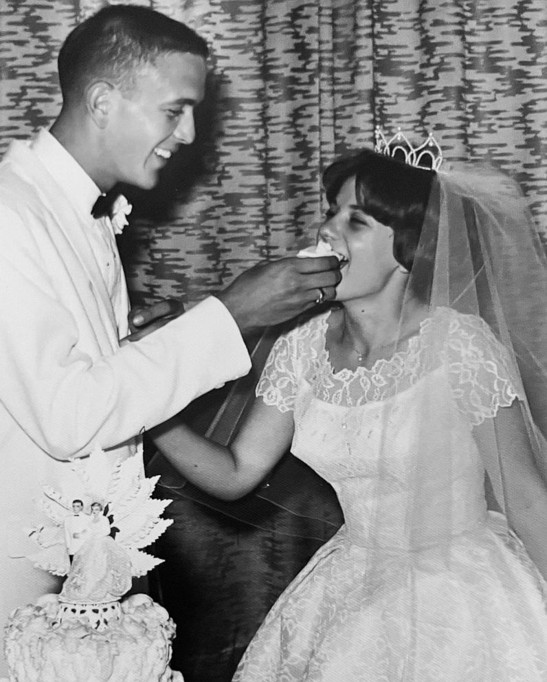PHOTO: Karen and Gary Ryan, now 79, at their original wedding ceremony in 1962.