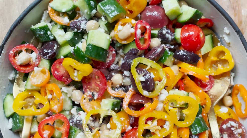 VIDEO: Whip up this gorgeous Greek Chickpea Salad in just 10 minutes 
