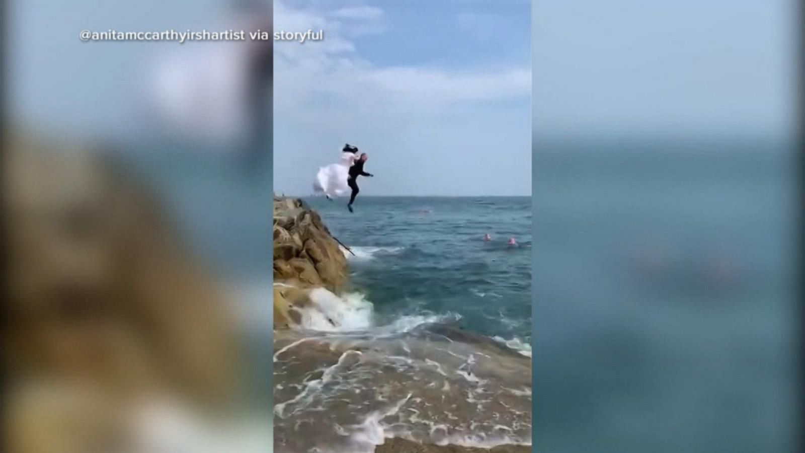 VIDEO: Newlyweds take the plunge together