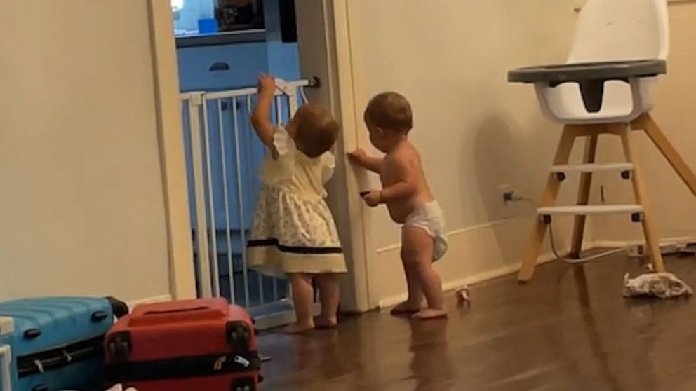 VIDEO: Clever toddlers sneak through baby gate