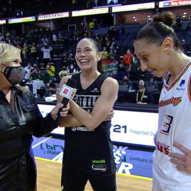 VIDEO: Fans chant 'one more year' for WNBA legend Sue Bird after playoff loss