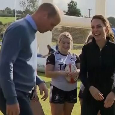 VIDEO: Prince William, Kate kick around rugby balls during Northern Ireland visit