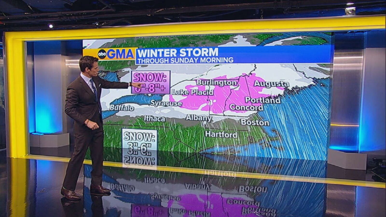 Up to 8 inches of snowfall is possible through Sunday morning.