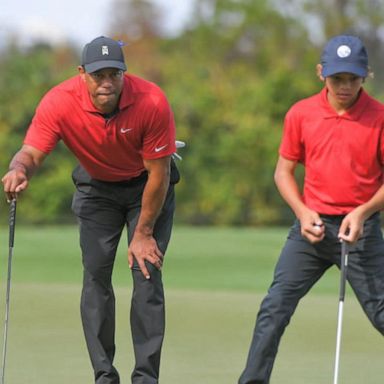 VIDEO: Tiger Woods and son Charlie break records in 1st tournament back