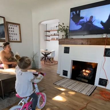 VIDEO: Dad convinces daughter her bike powers the TV