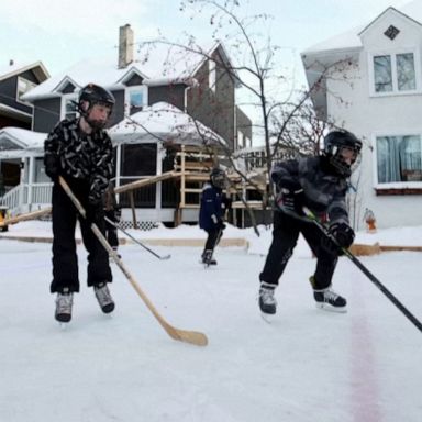 VIDEO: Family celebrates below freezing temperature with homemade ice rink