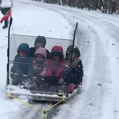 VIDEO: Dad transforms old golf cart roof into sled