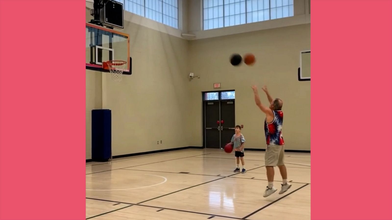 VIDEO: 8-year-old basketball player meets with 63-year-old with 'mad talent' to shoot hoops