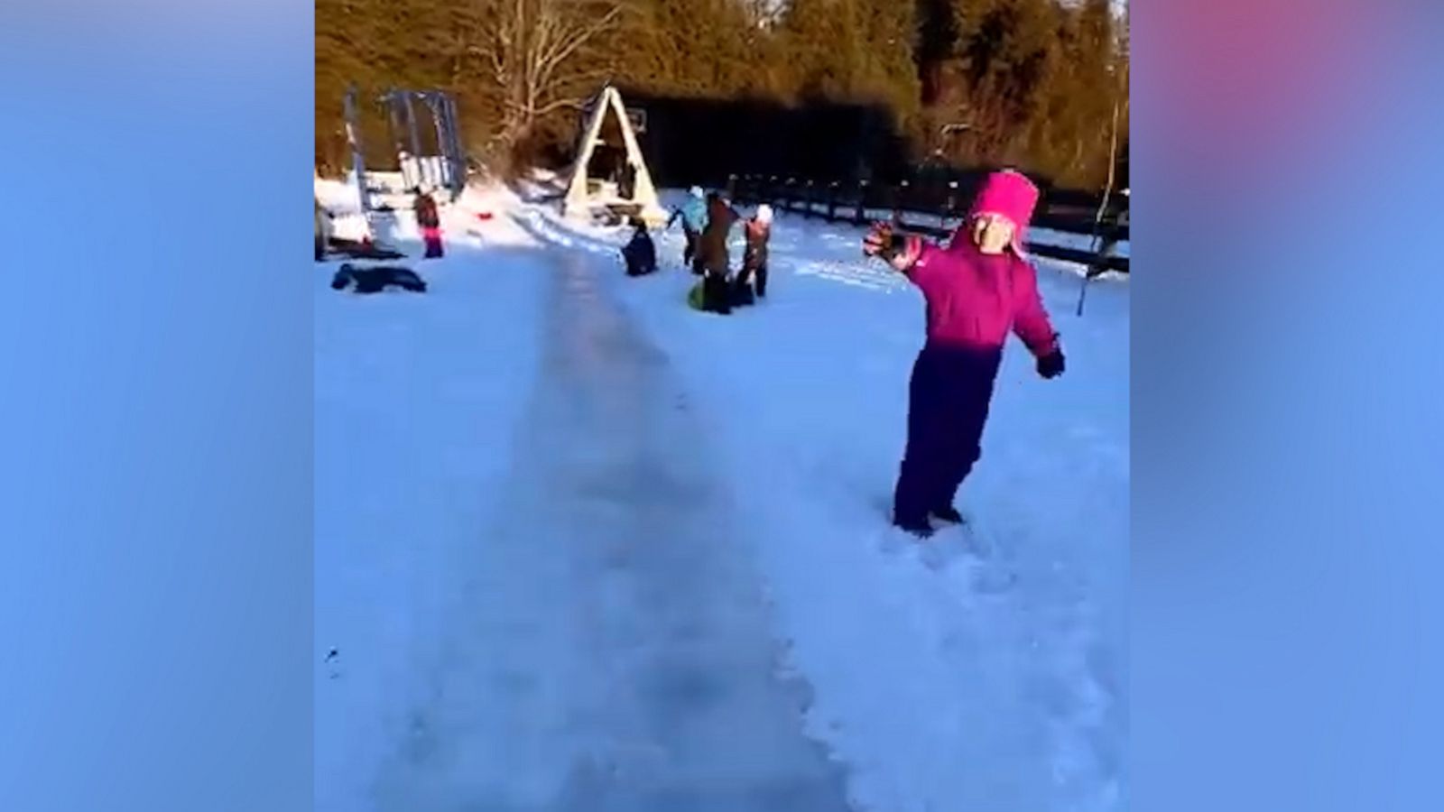 VIDEO: Hockey coach makes 400-foot ice path in neighborhood