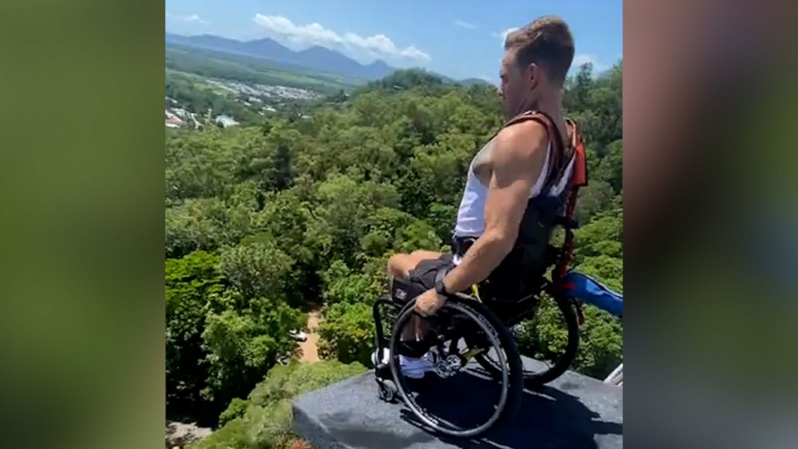 VIDEO: Para-athlete bungee jumps in wheelchair