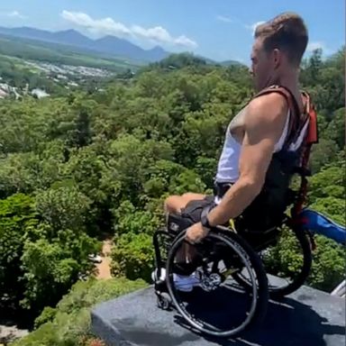 VIDEO: Para-athlete bungee jumps in wheelchair 