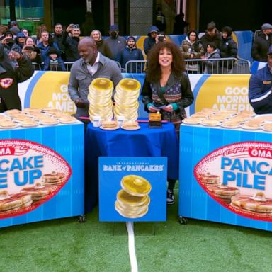 VIDEO: Youth football coaches have kids compete in pancake-stacking contests