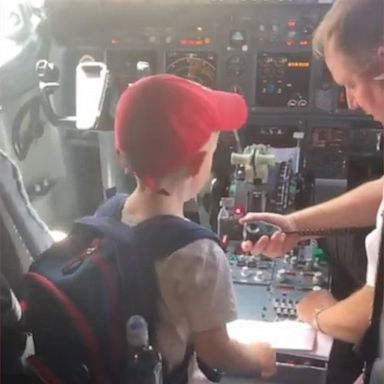 VIDEO: 5-year-old cancer survivor welcomes passengers aboard flight home 