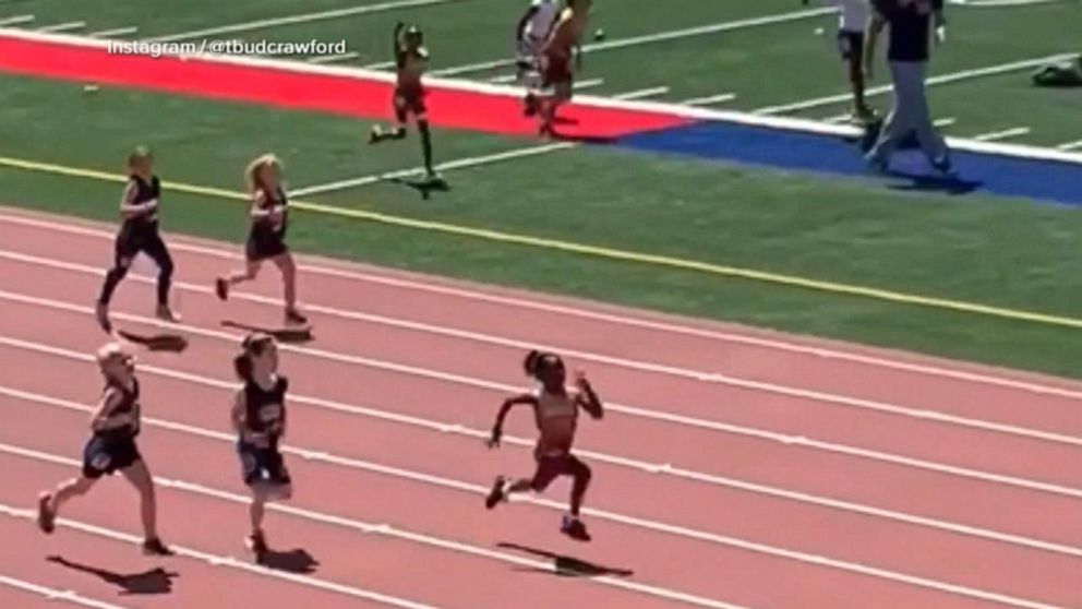 Video 7yearold wins race after recovering shoe ABC News