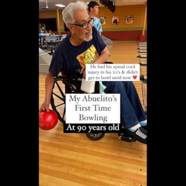 VIDEO: 90-year-old abuelito with disability enjoys bowling for first time in his life