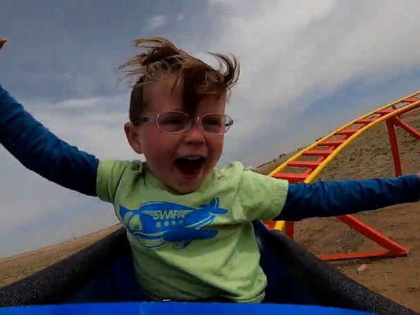 3 year old whose dad built him a rollercoaster is living his best