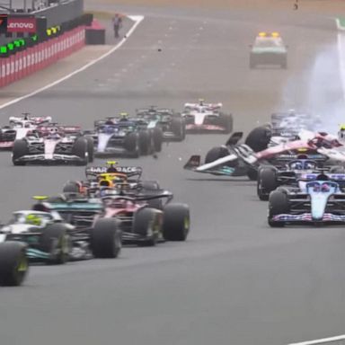 VIDEO: Formula 1 car flips into tire barrier during British Grand Prix