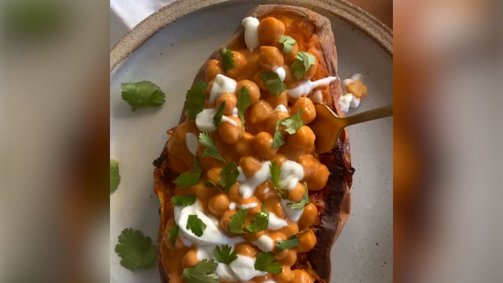 VIDEO: Vegan buffalo chickpea stuffed sweet potato is the perfect WFH lunch