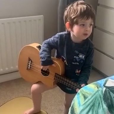 VIDEO: This musical toddler loves strumming along to Sam Fender 