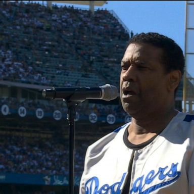 VIDEO: Denzel Washington pays tribute to Jackie Robinson at Dodgers Stadium