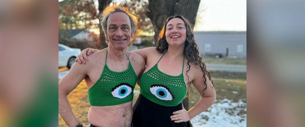 Dad wins the internet by modeling daughter's crochet crop tops