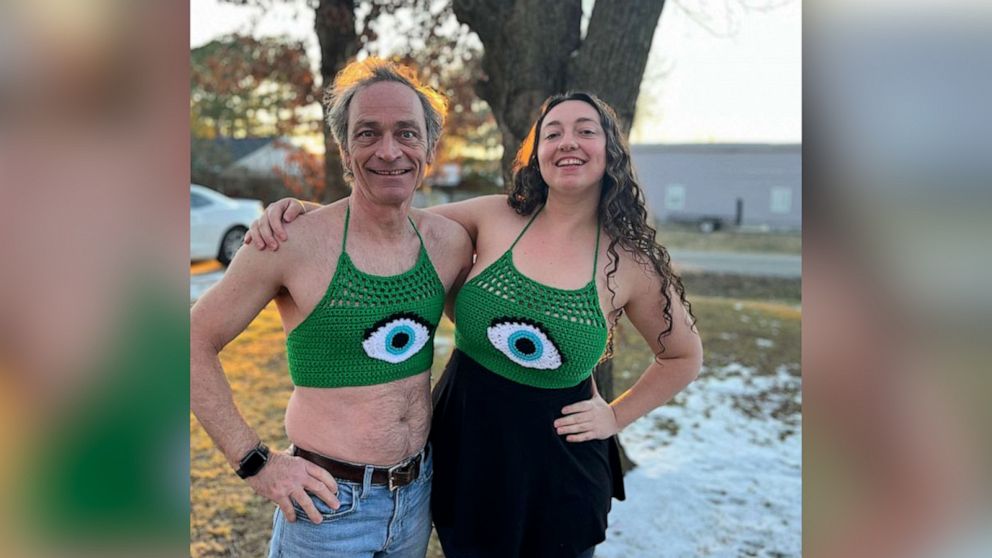 Dad wins the internet by modeling daughter's crochet crop tops - Good  Morning America